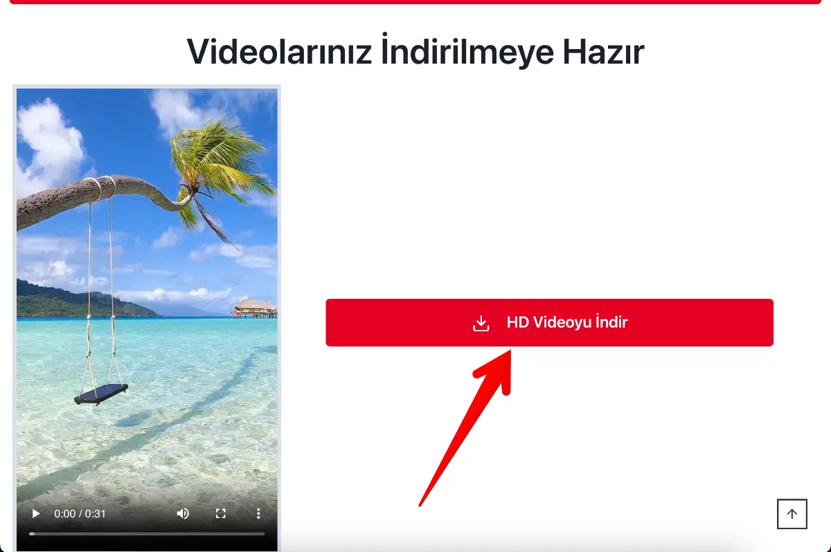 hd video indir'e tıklayın ve videoyu bilgisayarınıza kaydedin