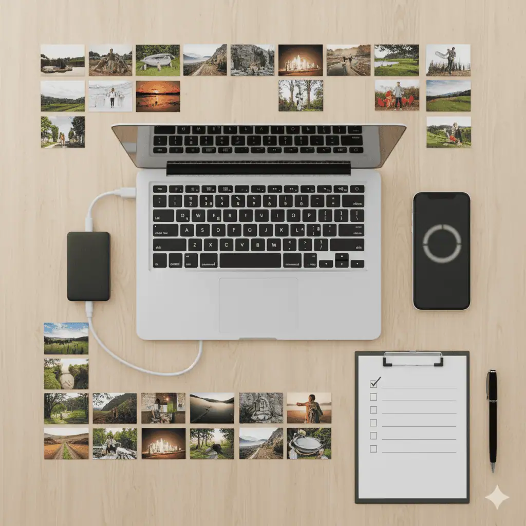 pinterest hesap yedekleme oncesi flatlay